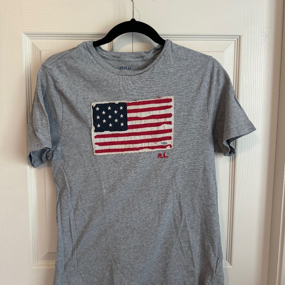POLO RALPH LAUREN Distressed Flag Boys Tee Sz L (14-16)